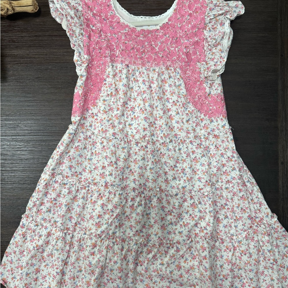 Floral Ruffled Tiered Mini Mexican dress